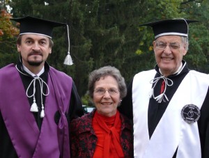 Dean Radu E. Sestras, Ms Shirley Janick and Professor Jules Janick after DHC ceremony